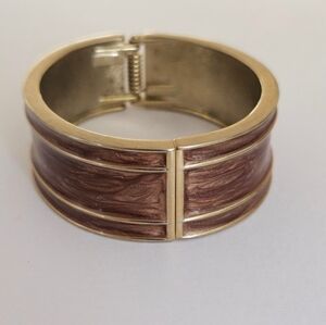 Vintage Brown and Gold Swirl Chunky Bracelet